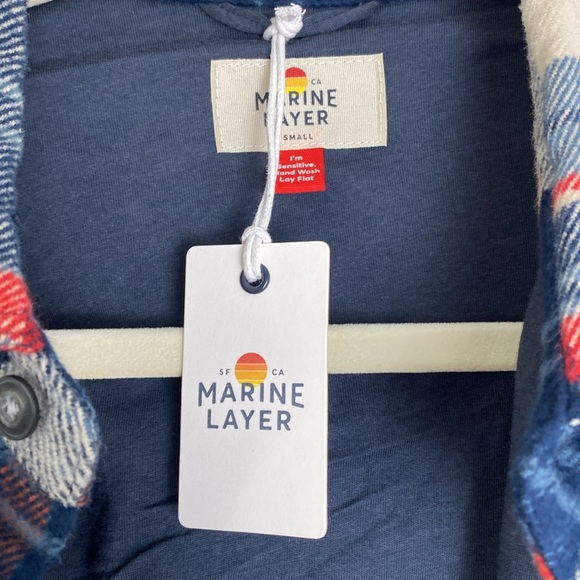 Marine Layer Men's Signature Lined Flannel Plaid Camping Shirt - Size Small  NWT - Picture 4 of 11